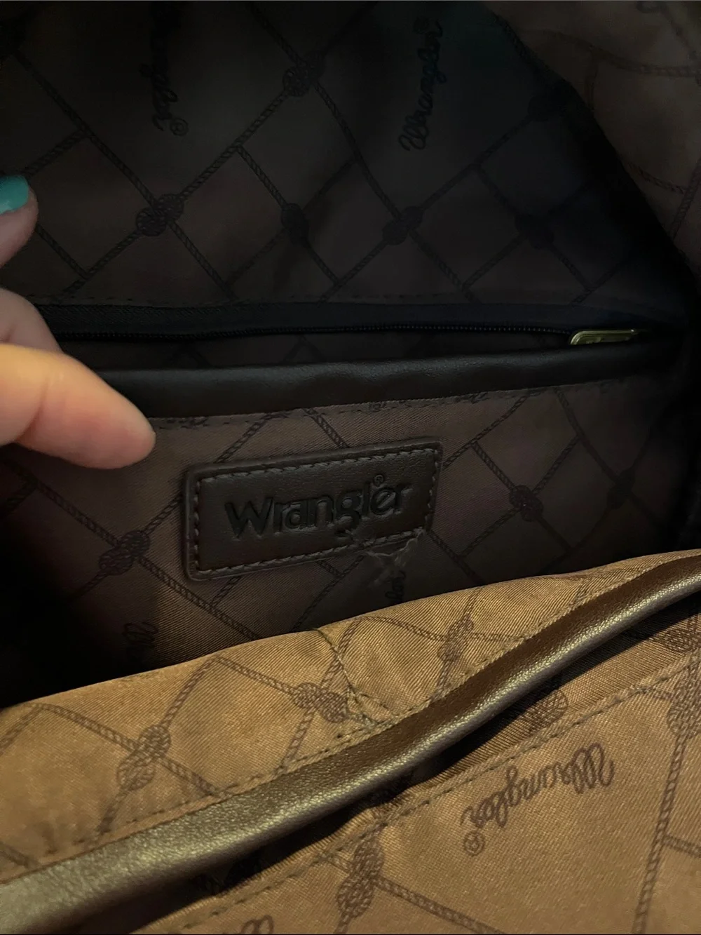 Wrangler Brown Quilted Backpack with Gold Accents